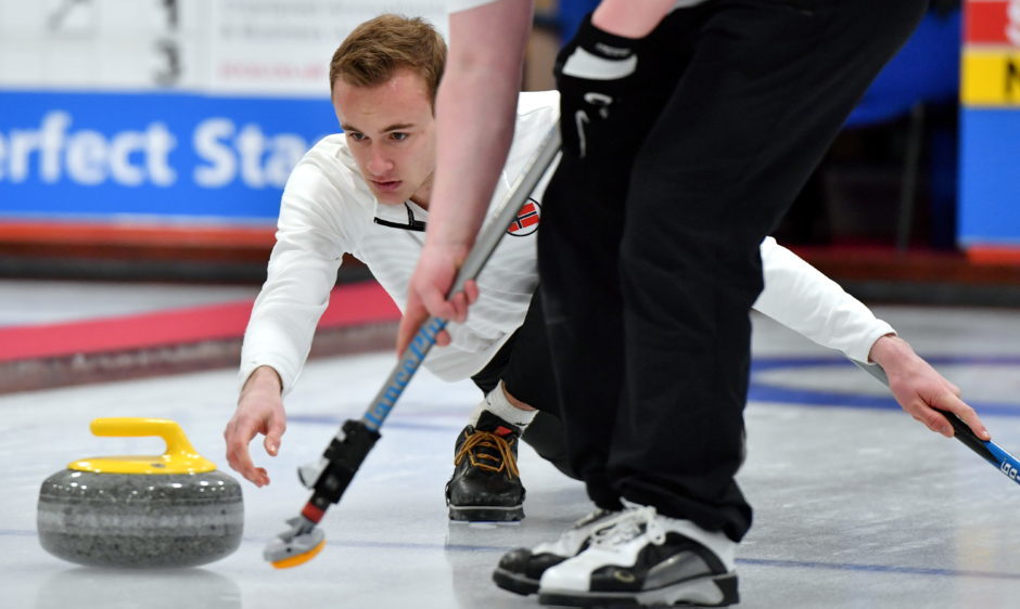 The World Junior Curling Championships 2018 at Curl Aberdeen.    Men - Scotland v Norway    Pictured - Norway skip Magnus Ramsfjell.