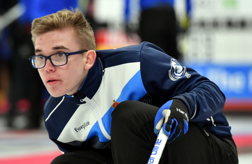 The World Junior Curling Championships 2018 at Curl Aberdeen.    Men - Scotland v Norway    Pictured - Scotland skip Ross Whyte.