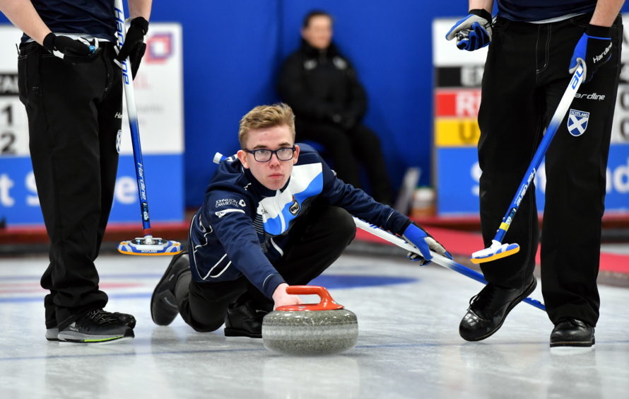 The World Junior Curling Championships 2018 at Curl Aberdeen.    Men - Scotland v Norway    Pictured - Scotland's skip Ross Whyte.