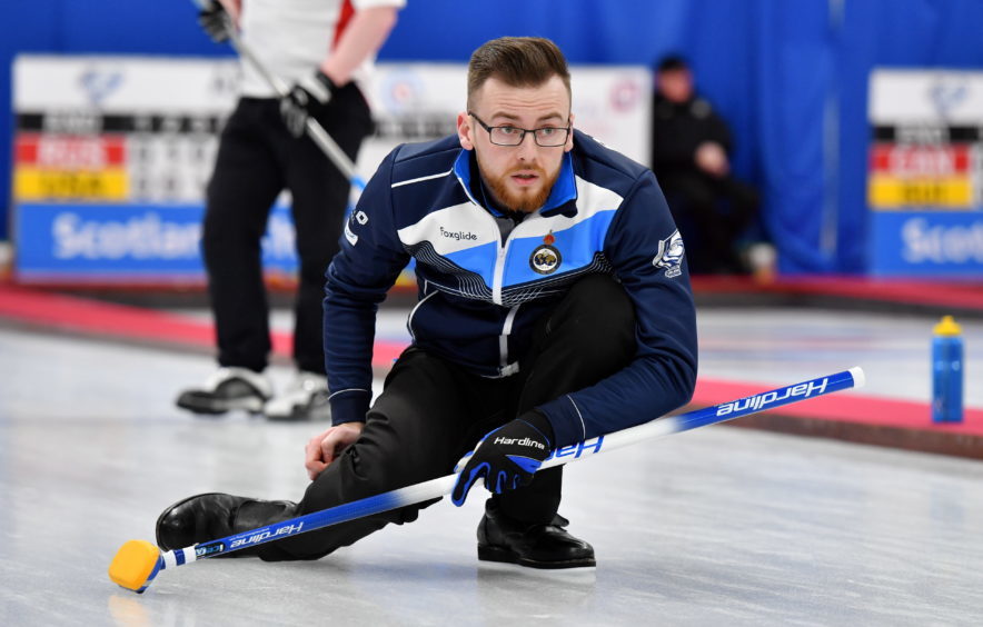 The World Junior Curling Championships 2018 at Curl Aberdeen.    Men - Scotland v Norway    Pictured - Scotland's Robin Brydone.