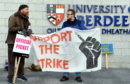 UCU members strike ; 
Lecturers supported by some students protest at Aberdeen University,
