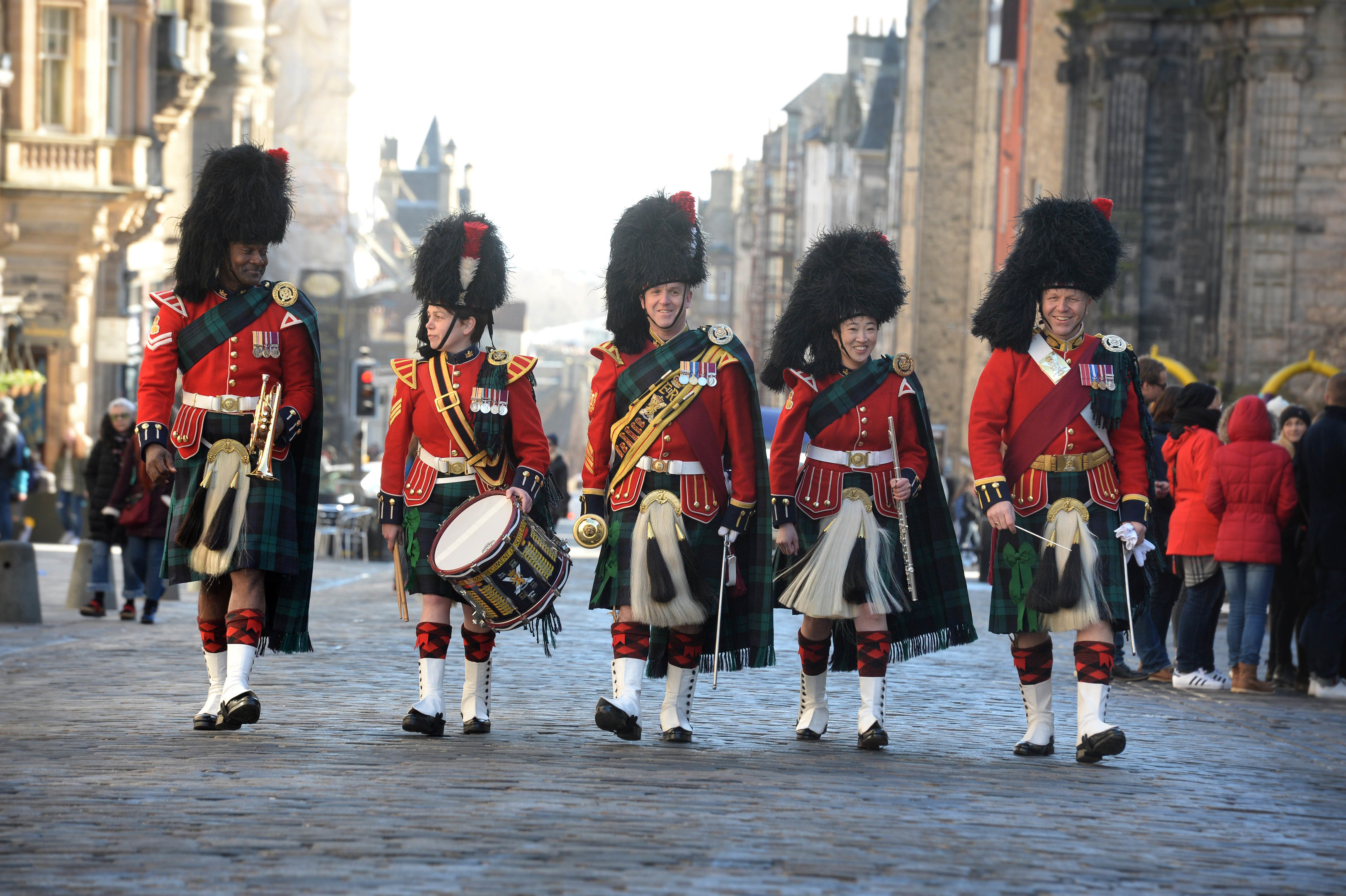 The Band of The Royal Regiment of Scotland on Edinburgh’s Royal Mile today