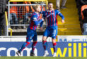 Iain Vigurs celebrates after making it 1-0 Inverness.