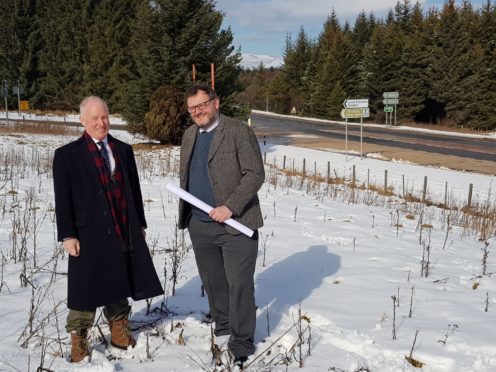 William Frame and architect Mark Fresson on the Tomatin site.