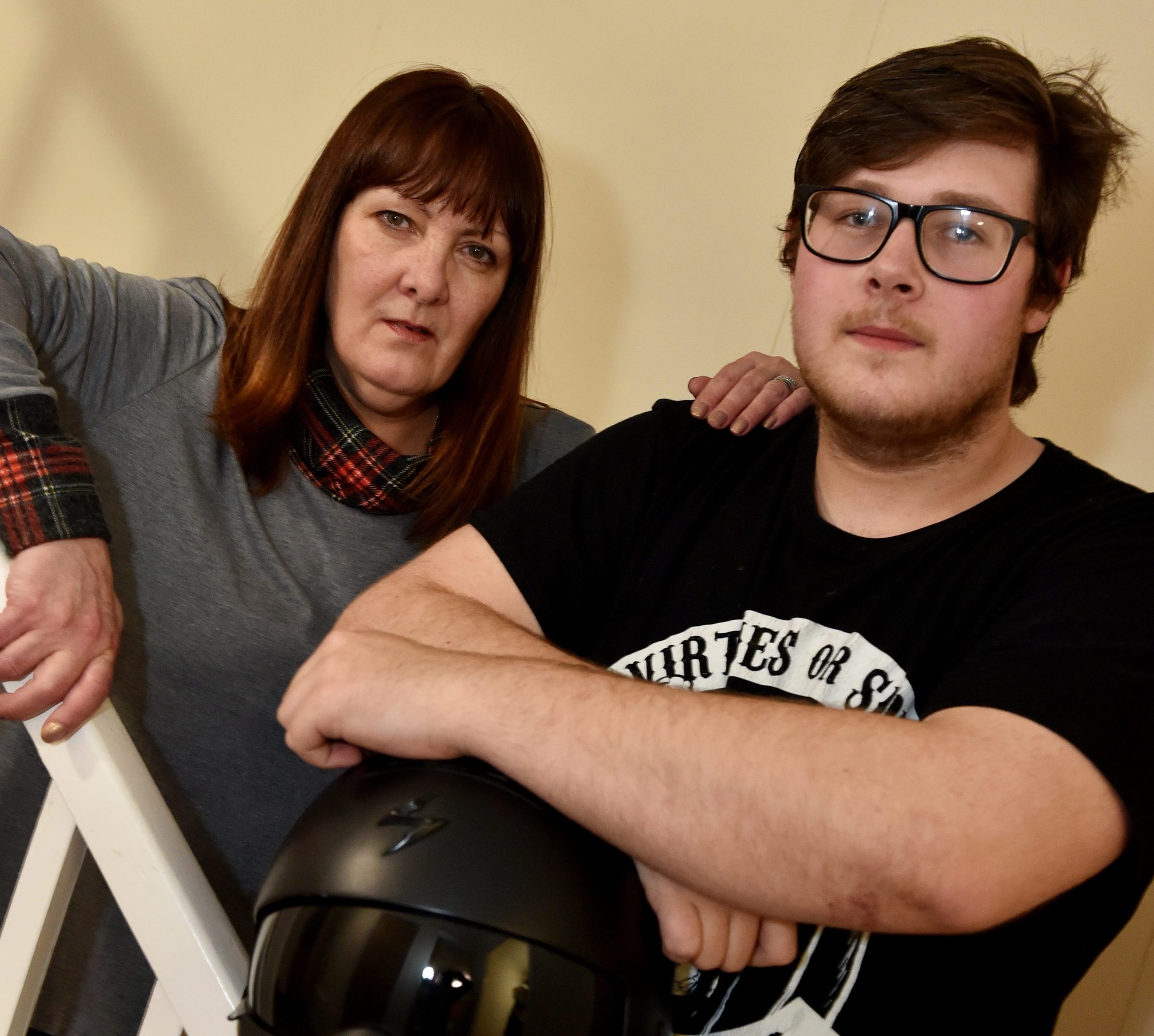 Kemnay youth Ben MacKay had his motobike stolen. He is pictured with his mum Sally.
Picture by COLIN RENNIE  March 15, 2018.