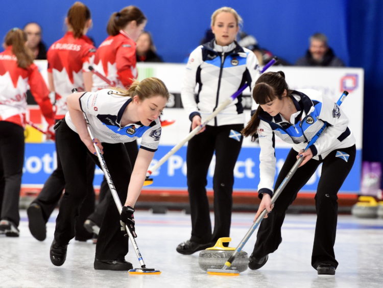 The Women World Junior Curling Championships 2018 at Curl Aberdeen. In the picture are from left: Amy MacDonald, Leeanne McKenzie and Hailey Duff.