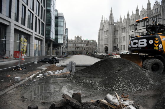 The works at Broad Street, Aberdeen in March. 
Picture by Jim Irvine.