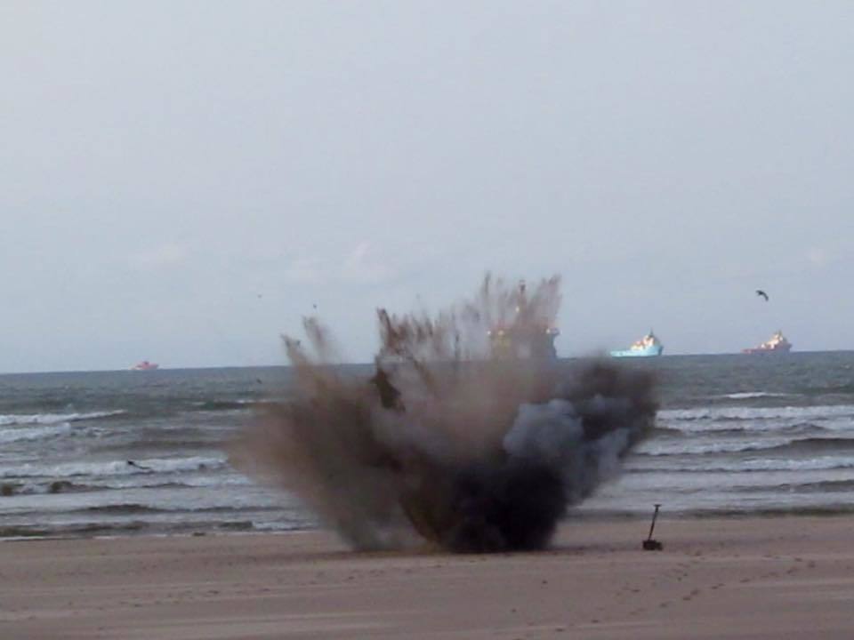 A Navy bomb disposal team detonated the shell on a beach in Nairn, Moray last week.