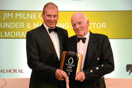 Press & Journal's Gold Awards 2016, at the Marcliffe Hotel.



Picture of Hall of Fame Award - James Milne

(L-R) Kevin Milne, James Milne (winner).



Picture by KENNY ELRICK     08/09/2016