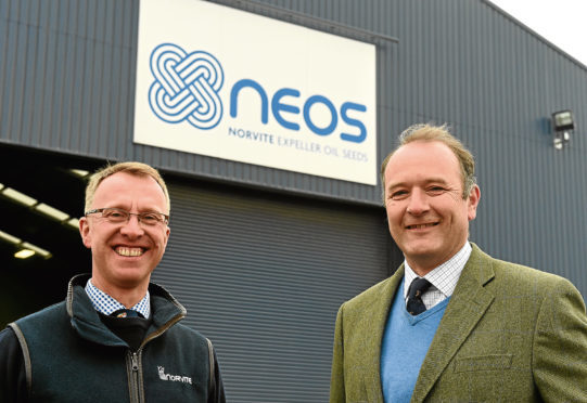 Farming Feature: Norvite, South Blackbog, Oldmeldrum. In the picture are David McClelland, technical director, left and Edward Smith, managing director. 
Picture by Jim Irvine  13-4-18
