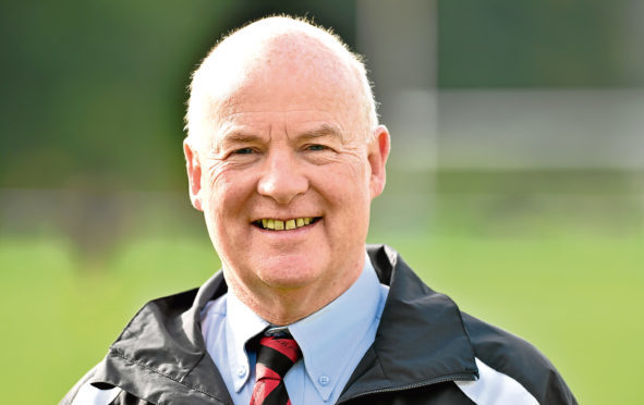 Rugby ; 
Aberdeenshire (hoops) V Biggar       
Pictured - Shire's President Alasdair Farquharson.      
Picture by Kami Thomson    23-09-17