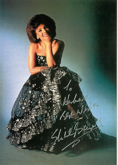 An autograph from Shirley Bassey