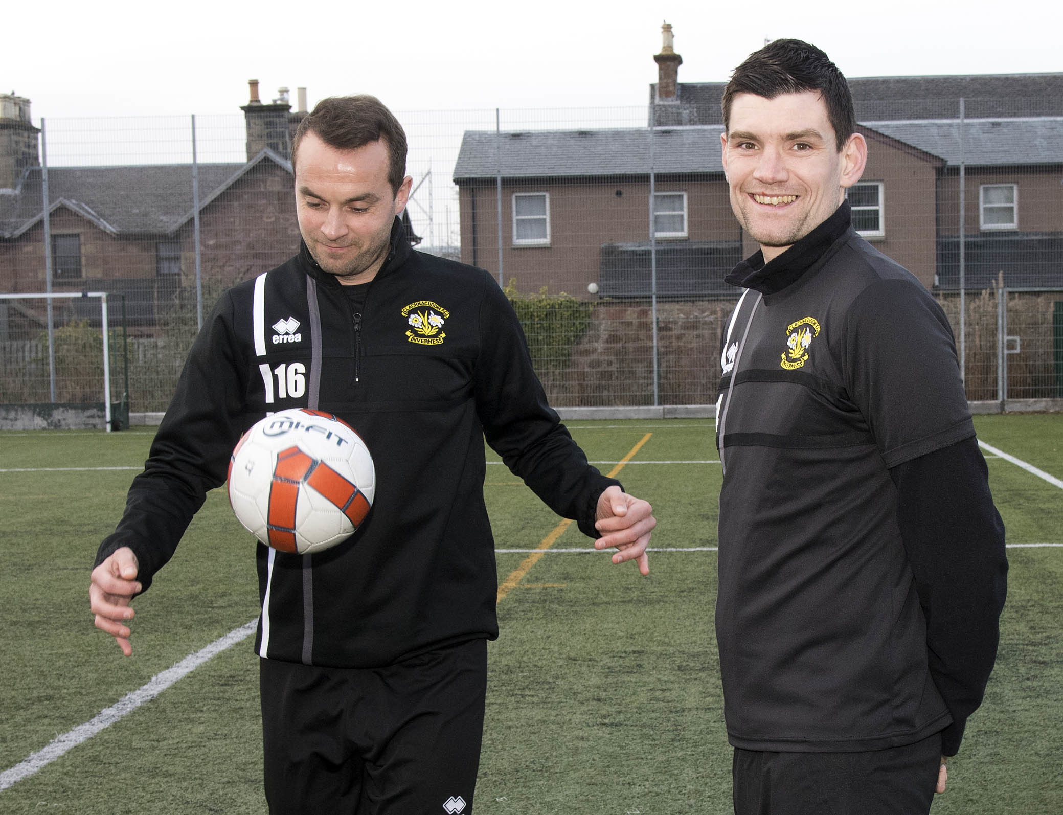 Martin MacDonald (left) with Sean Webb, his Clach team-mate who helped him return from a cruciate ligament injury. Picture: Phil Downie.