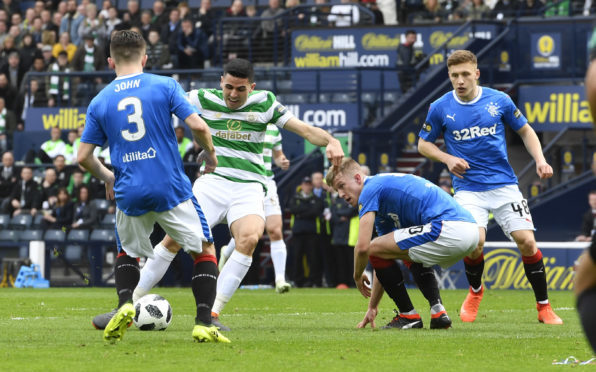 15/04/18 WILLIAM HILL SCOTTISH CUP SEMI-FINAL
 CELTIC v RANGERS
 HAMPDEN PARK - GLASGOW 
 Celtic's Tom Rogic opens the scoring to make it 1-0.