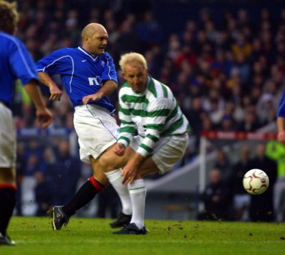 Ray Wilkins whilst playing for Rangers against Celtic.