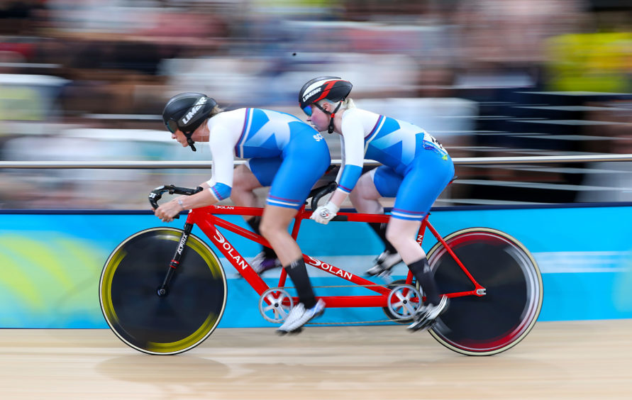 Scotland's Louise Haston (left) and Aileen McGlynn compete in the Women's B&VI sprint finals.