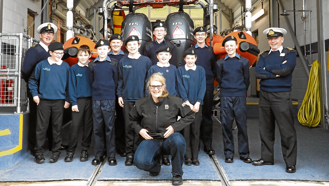 The Inverness Sea Cadets paid a visit to the RNLI Loch Ness station, where they learned about rescues, the dangers faced by volunteers, and first aid skills