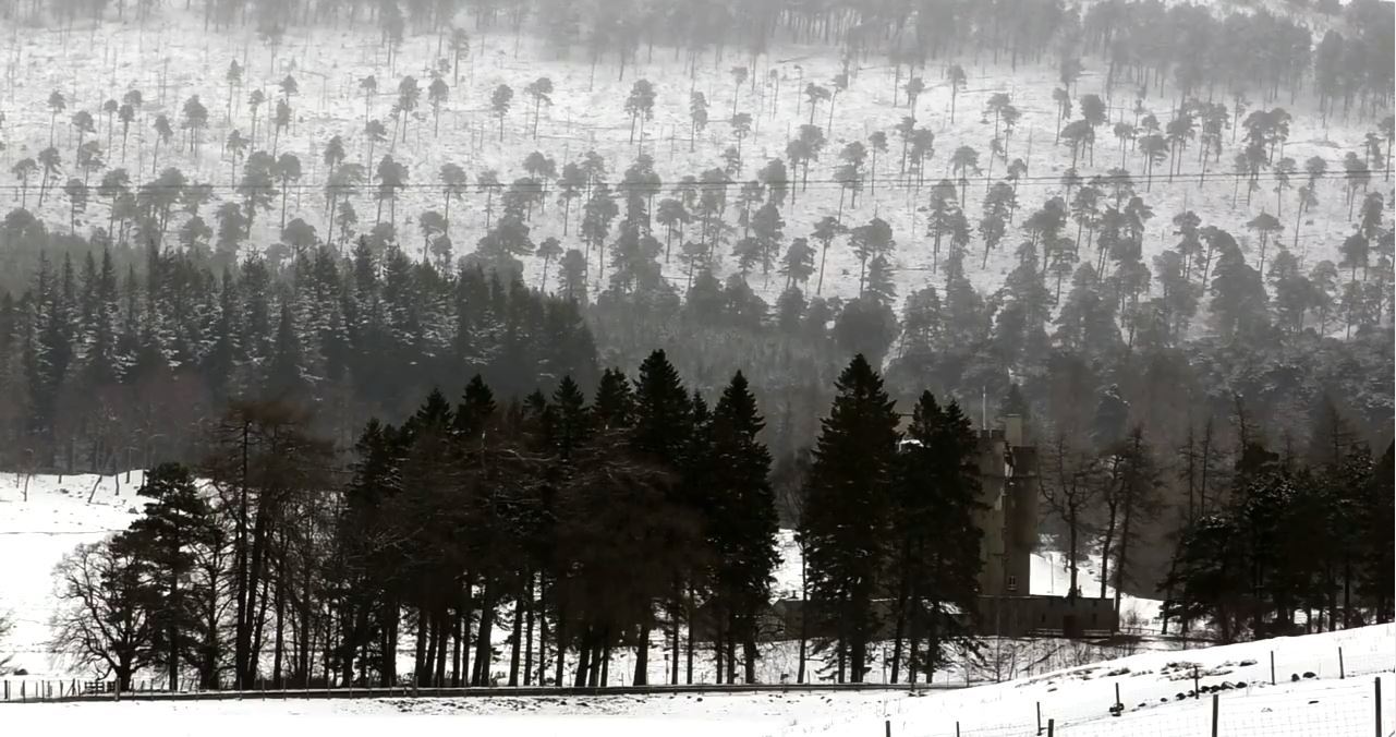 Watch as thick snowfall lands throughout Braemar.