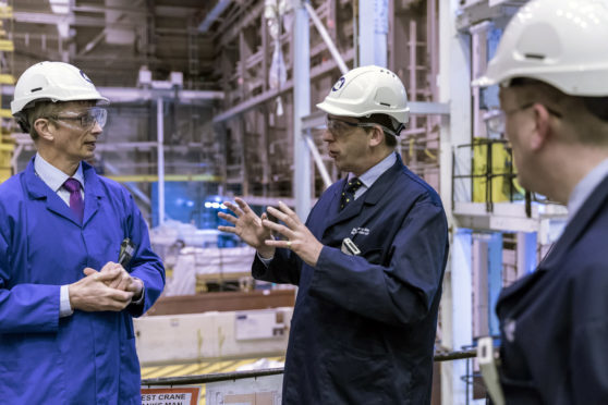 From left, DSRL Project Director (Reactors), Phil Cartwright; Lord Duncan; NDA Lead Programme Manager (Dounreay), Mark Raffle.