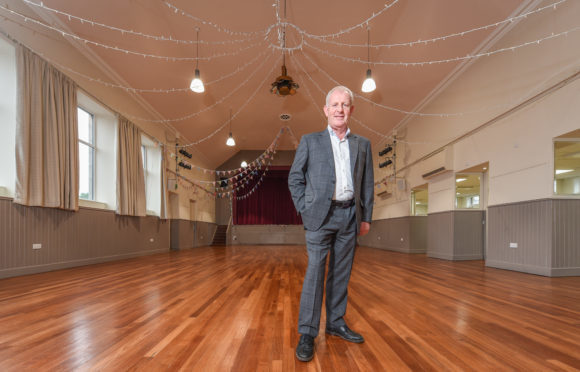 Gordon Christie, chairman of Fochabers Village Association, inside Fochabers Institute.