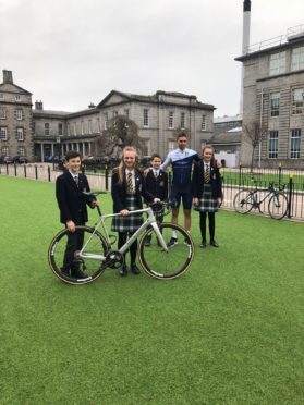 Pupils from Robert Gordon's College with Jacob Scott