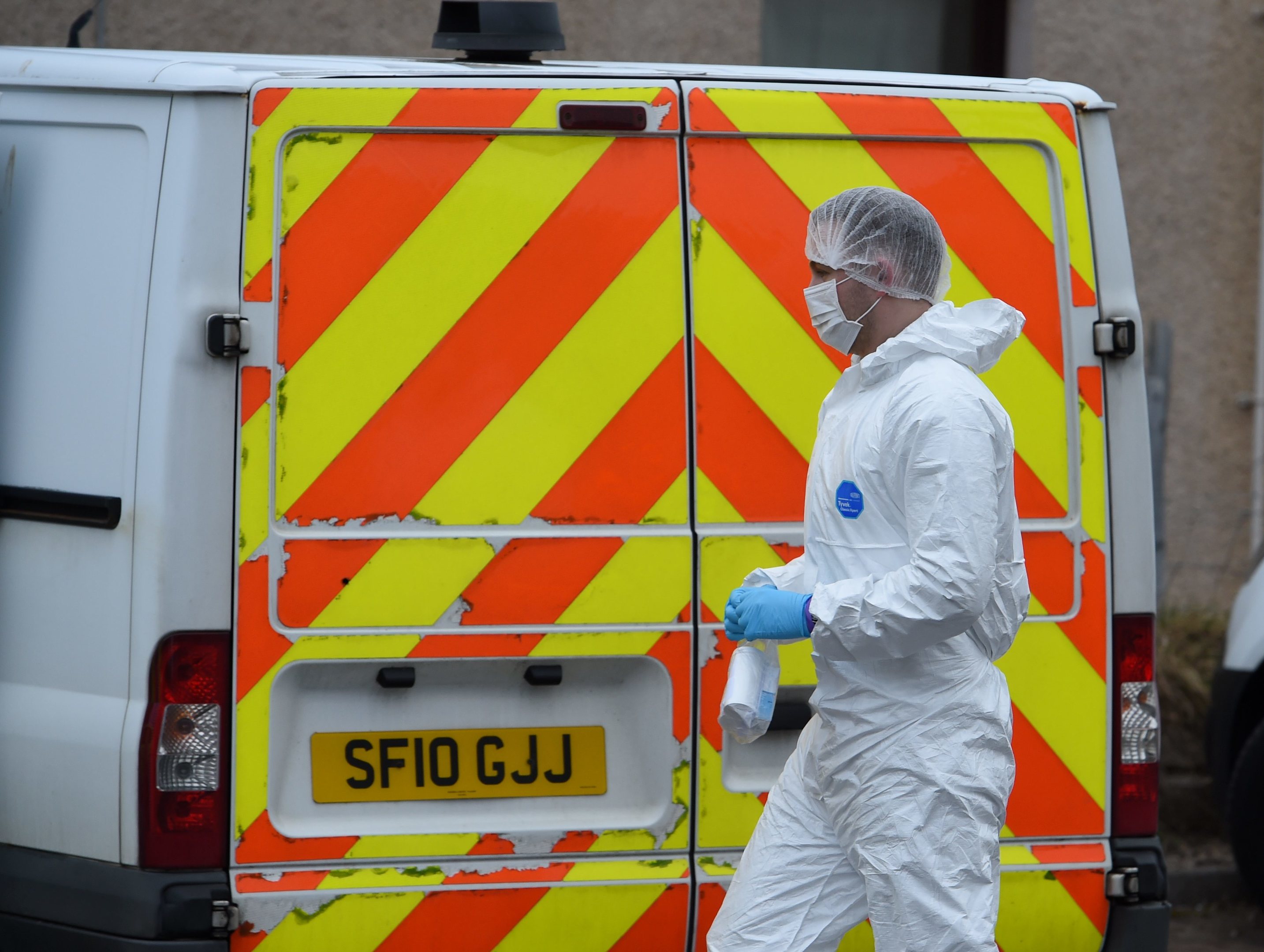 Police and forensics at an address in Ernest Hamilton Court in Elgin, Moray.