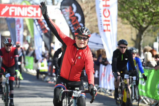 Riders and medal winners from the 2018 Etape bicycle race in Inverness.