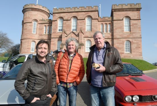 Richard Hammond, James May and Jeremy Clarkson finished their North Coast 500 filming at Inverness Castle yesterday morning