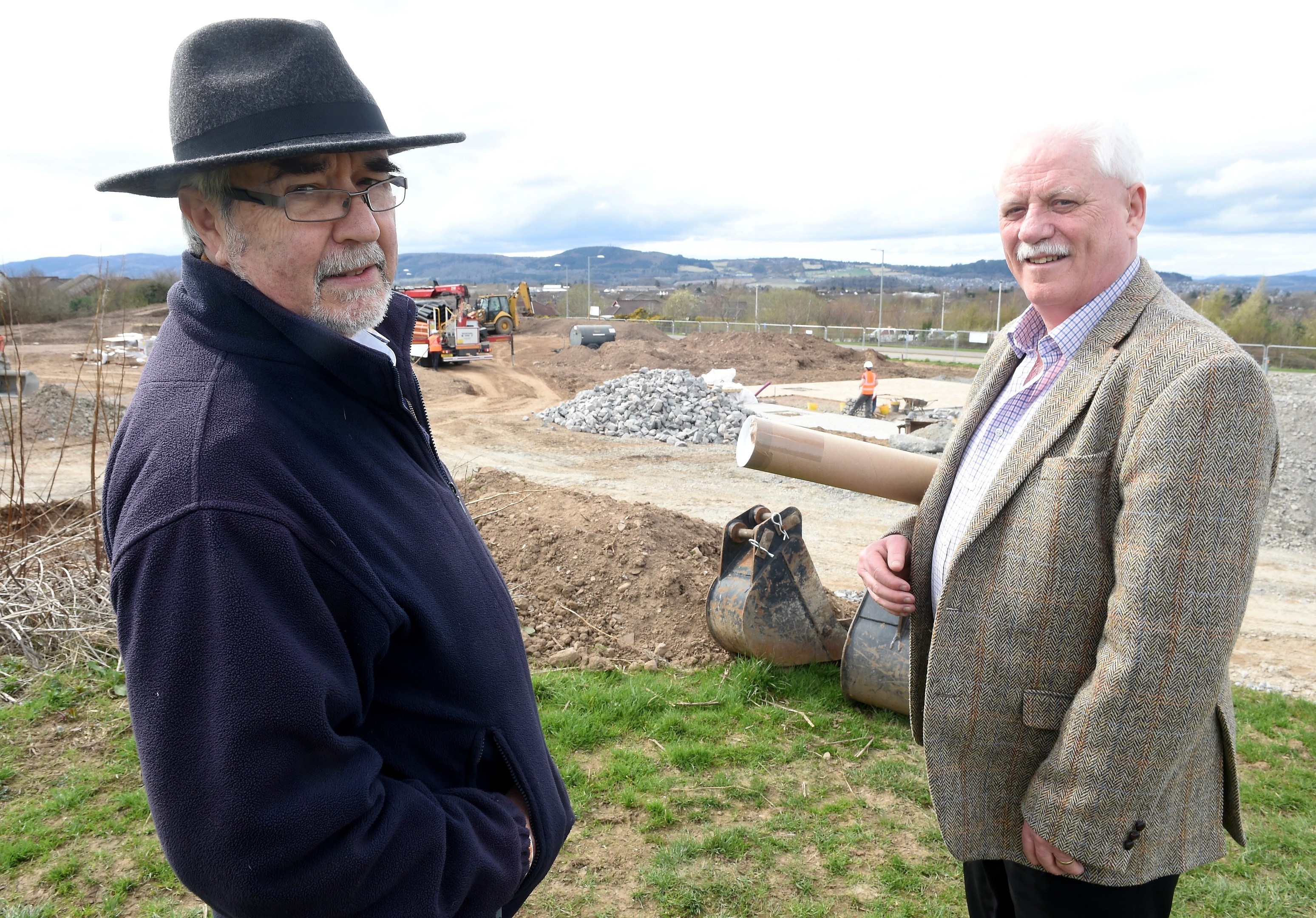 Thomas Prag (left) with Alan Jones, advisor to the Inshes Community Association for the design and building of their skate park in Inverness.