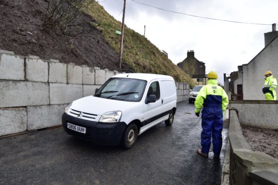 Traffic flowing freely where the Gardenstown landslip hit.