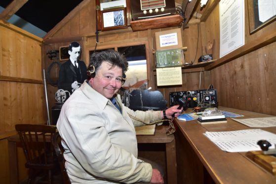 Heritage Society member Alexander Taylor in the Marconi exhibition