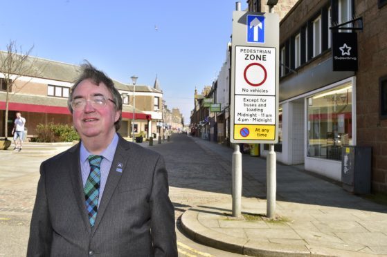 Councillor Stephen Calder at Drummers Corner in Peterhead.