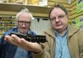 Bill Scatterty (L) and Gordon Kirtley of the North-east Heritage Railway with a model steam train.they are hoping to restore the real thing to the north-east.