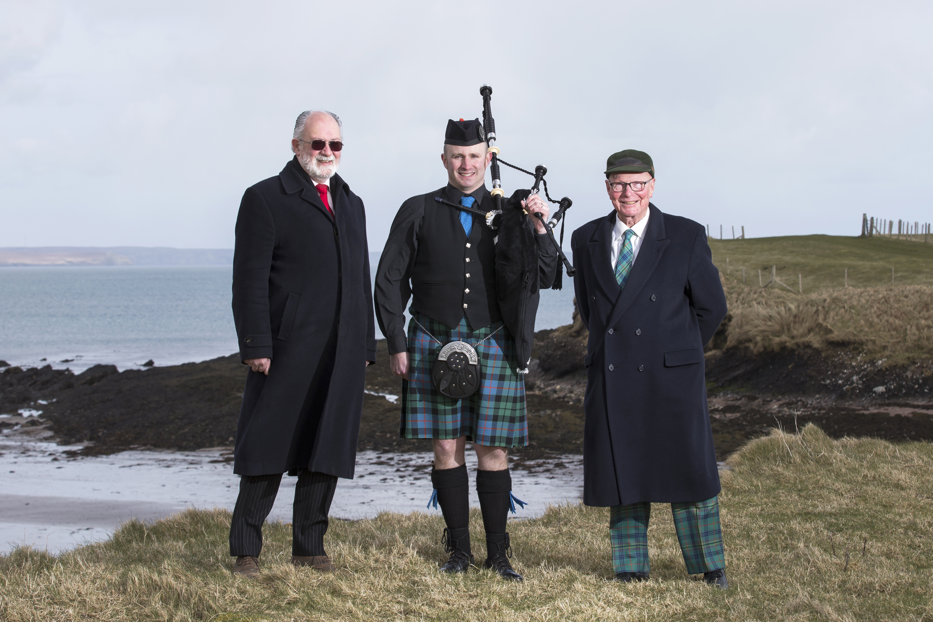 Point and Sandwick Trust chairman Angus McCormack, left, with representatives from the Lewis and Harris Piping Society. Picture credit: Sandie Maciver of SandiePhotos Photography.