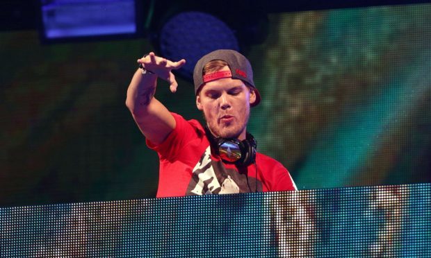 Avicii performing at Wembley Stadium, London.