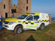 Search and rescue teams at Slains Castle after Scarlett the dog fell down the cliffs