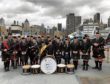 Lathallan School Pipe Band went to New York for Tartan Week and are pictured at the Statue of Liberty where they played
