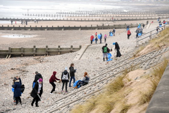 Surfers Against Sewage organised a beach clean up, at Aberdeen Beach.