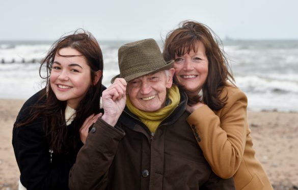 Brave model Joe McGunnigle with daughter Karen Sedgwick and grandaughter Cassie McGunnigle.
Picture by Colin Rennie.