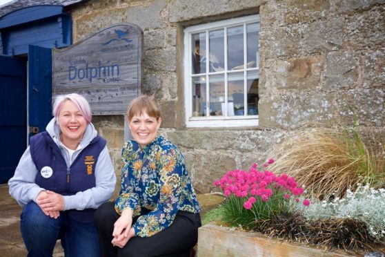 Lisa Farley, a Scottish Dolphin Centre officer, left, and Marianne Townsley, SSE’s community fund manager, at the Spey Bay sea life attraction