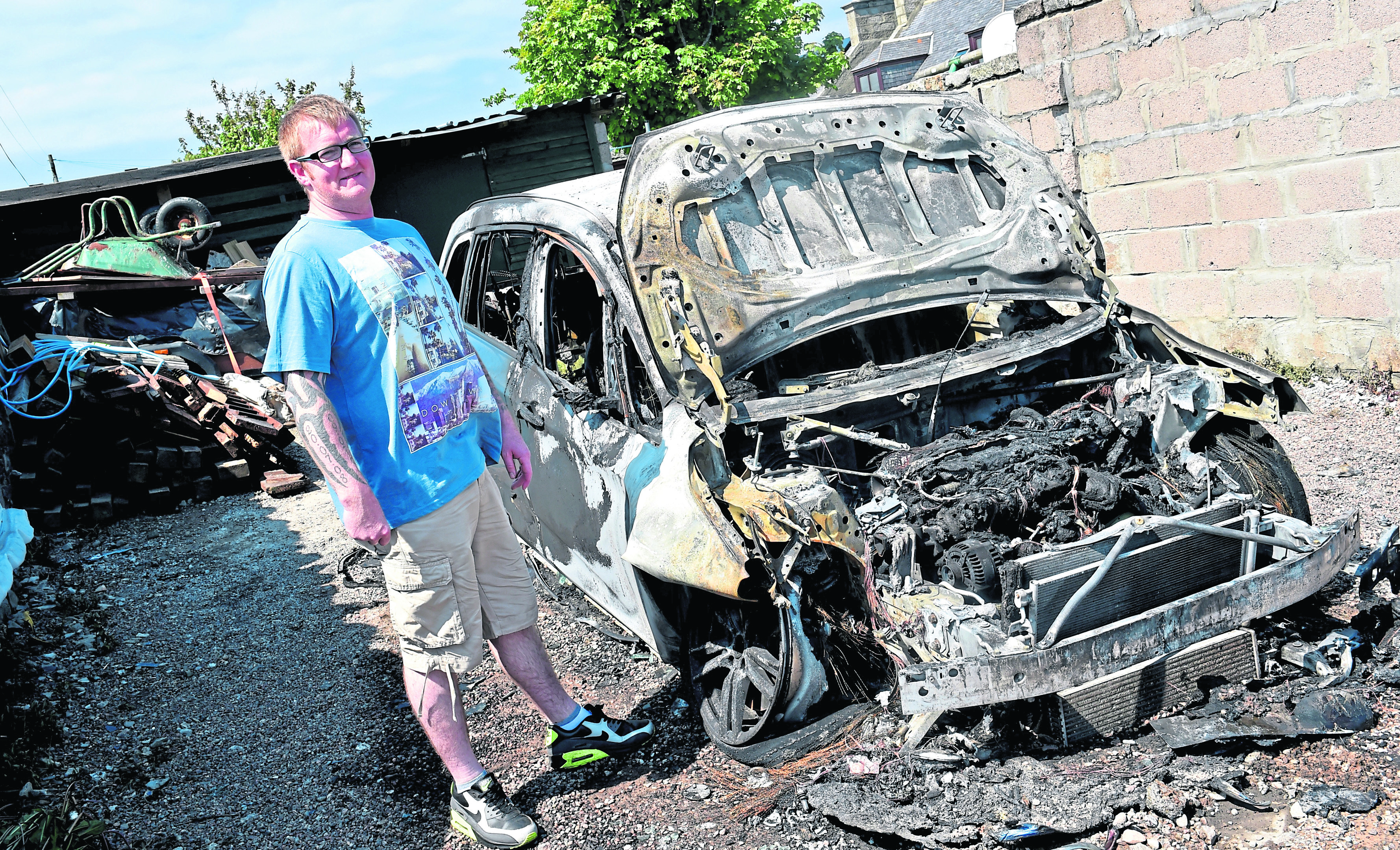 Martin Cheyne has had both his cars, BMW and Corsa set on fire outside his home at Sandhaven, Fraserburgh.
