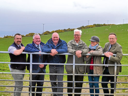 From left to right - NSA Scotland chairman, John Fyall, organising committee chairman, George Allan, farm manager Andrew Maclean, host farmers, Robert and Caroline Dalrymple, and event organiser, Euan Emslie