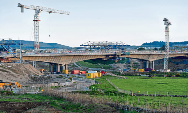 The AWPR bridge over the River Dee when it was still under construction. Image: DC Thomson.