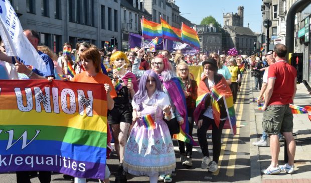 Grampian Pride on Union Street in Aberdeen.