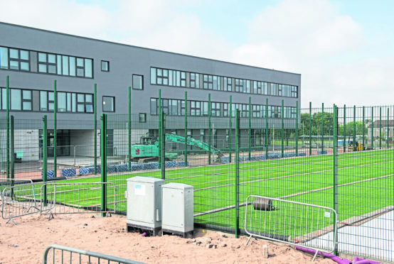 The new 3g pitch being installed at Elgin High School