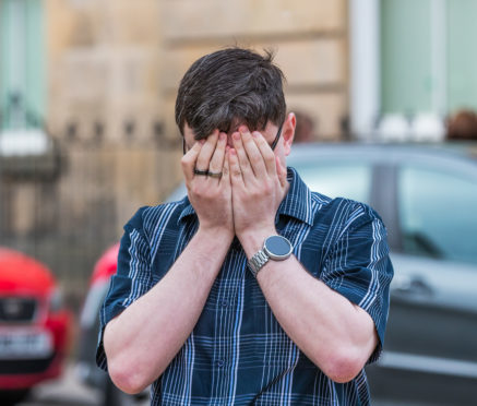 Christopher Blakesley leaving Elgin Sheriff Court.