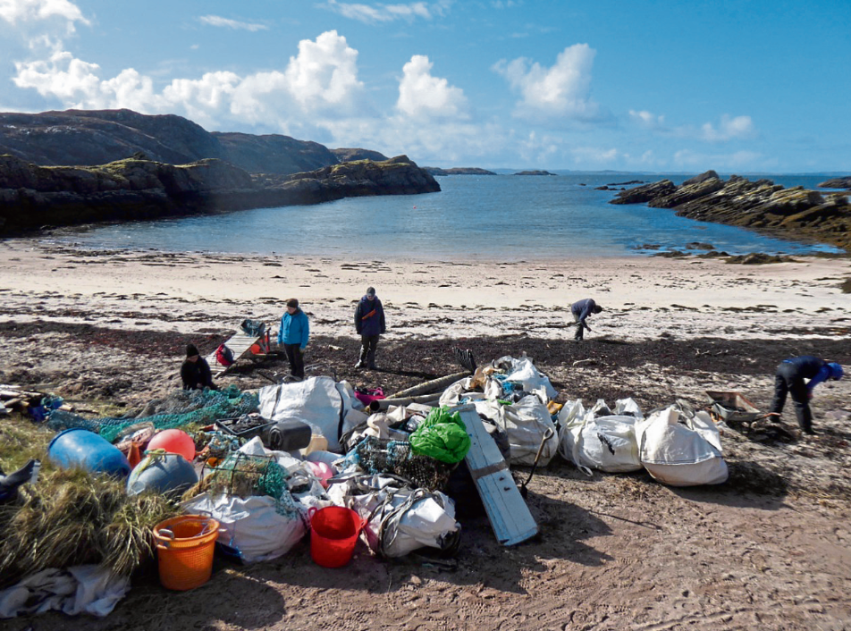 Volunteers have cleared this mountain of rubbish, which filled two boats, from Handa Island Wildlife Reserve in Sutherland