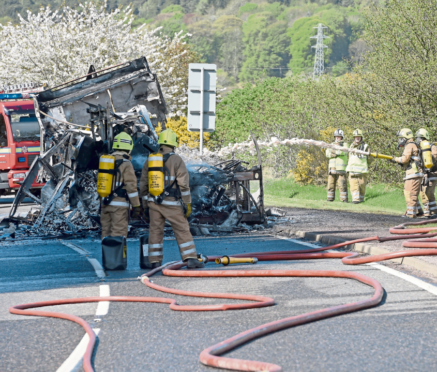 Flames ripped through the 60-seater coach reducing it to a shell within 40 minutes of the fire starting