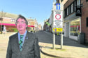 Councillor Stephen Calder at Drummers Corner in Peterhead where efforts to enforce the pedestrian zone will be stepped up.