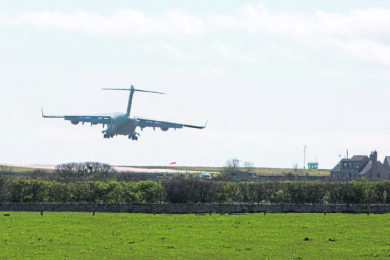 The United States Air Force C-17 Globemaster, at Wick John O,Groats Airport.